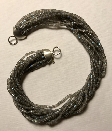 Labradorit Kette mit Silberkaken
